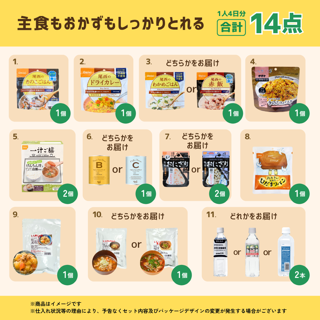 4日分の非常食セット