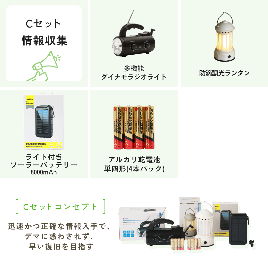 C:「きほんの防災」と「情報収集」セット