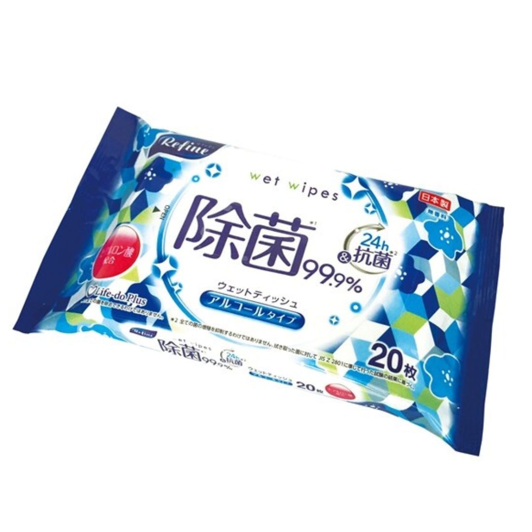 リファイン　アルコール除菌 大判ウェットティッシュ（20枚入）