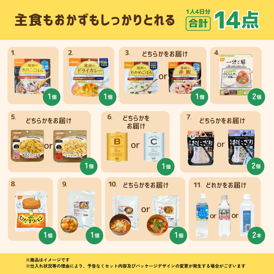 4日分の非常食セット