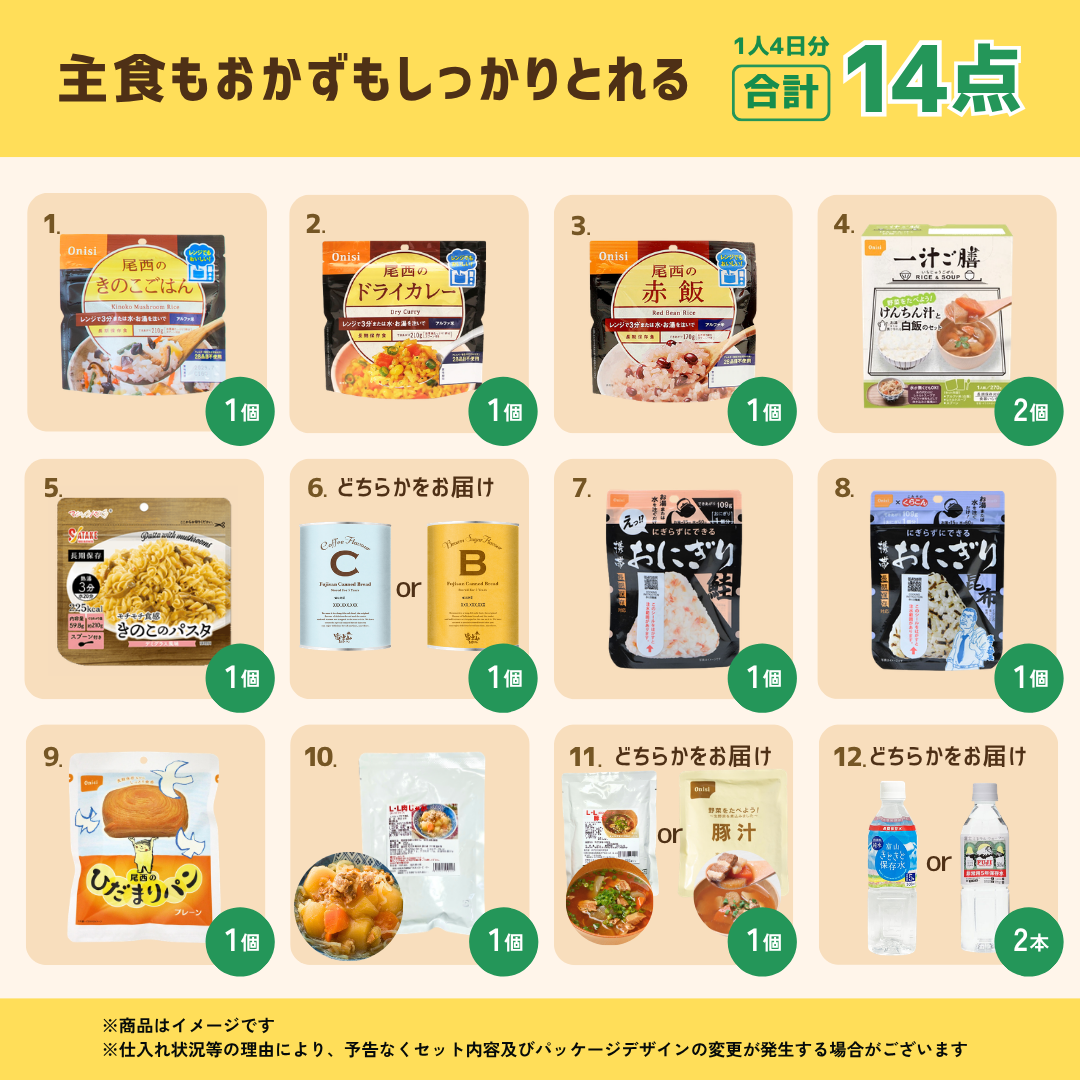 4日分の非常食セット