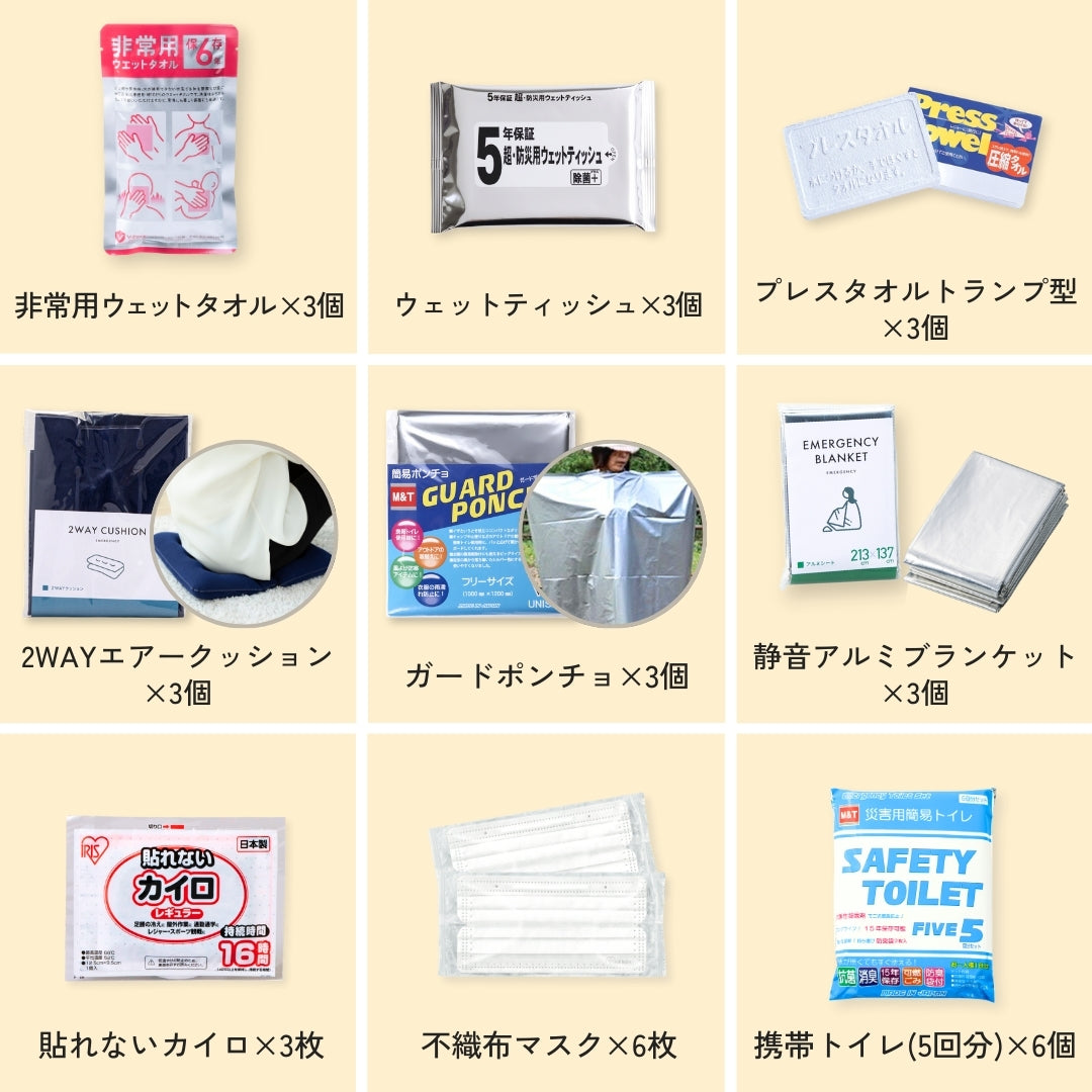 【3人用】防災リュック＆グッズ61点セット　★春の防災準備キャンペーン対象商品★