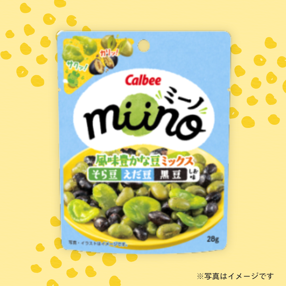 カルビー　ｍｉｉｎｏそら豆えだ豆黒豆 しお味 28g
