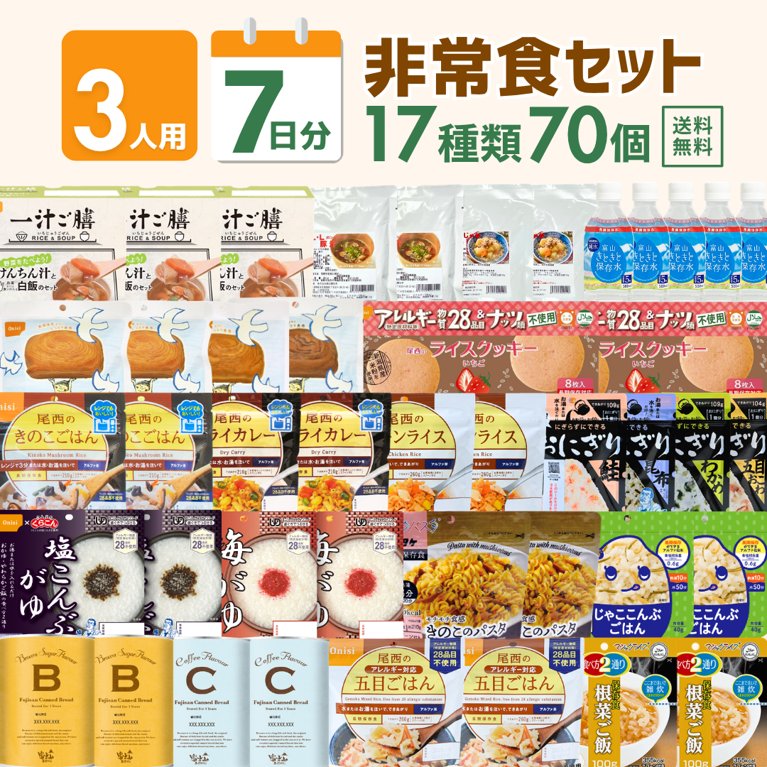【3人用】7日分の非常食セット